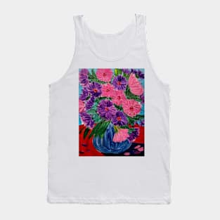 A beautiful lovely boutique of abstract vibrant colorful  flowers in a tall glass vase Tank Top